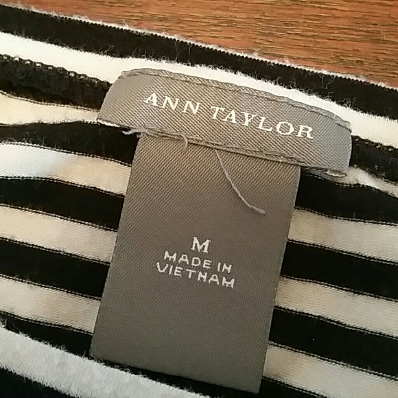 Ann Taylor Medium Black & White Stripped Top - Picture 2 of 6